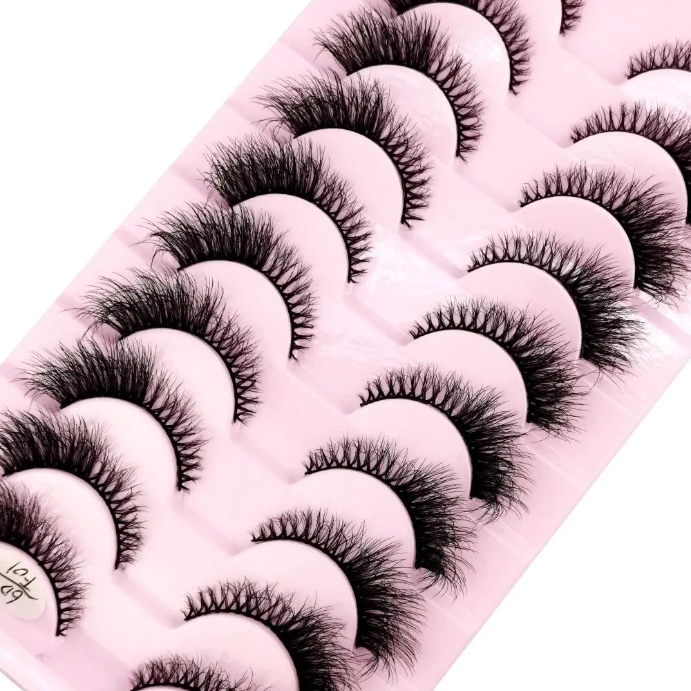 Cat Eye Wispy Mink Lashes – 10 Pairs, Natural Fluffy Long & Short False Eyelashes