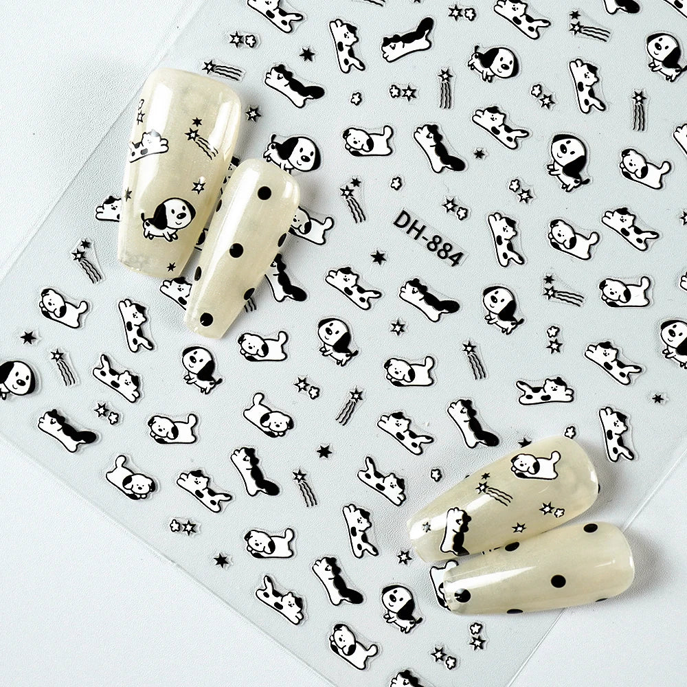Kawaii Capybara & Spotted Puppy Nail Art Stickers – DIY Manicure Decals