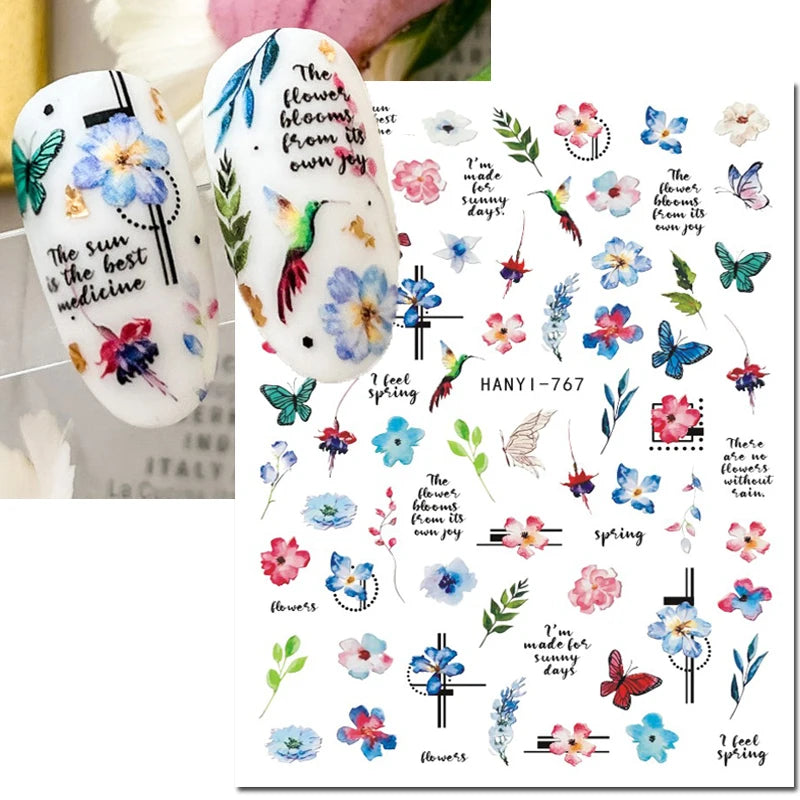 3D Floral & Butterfly Nail Art Stickers