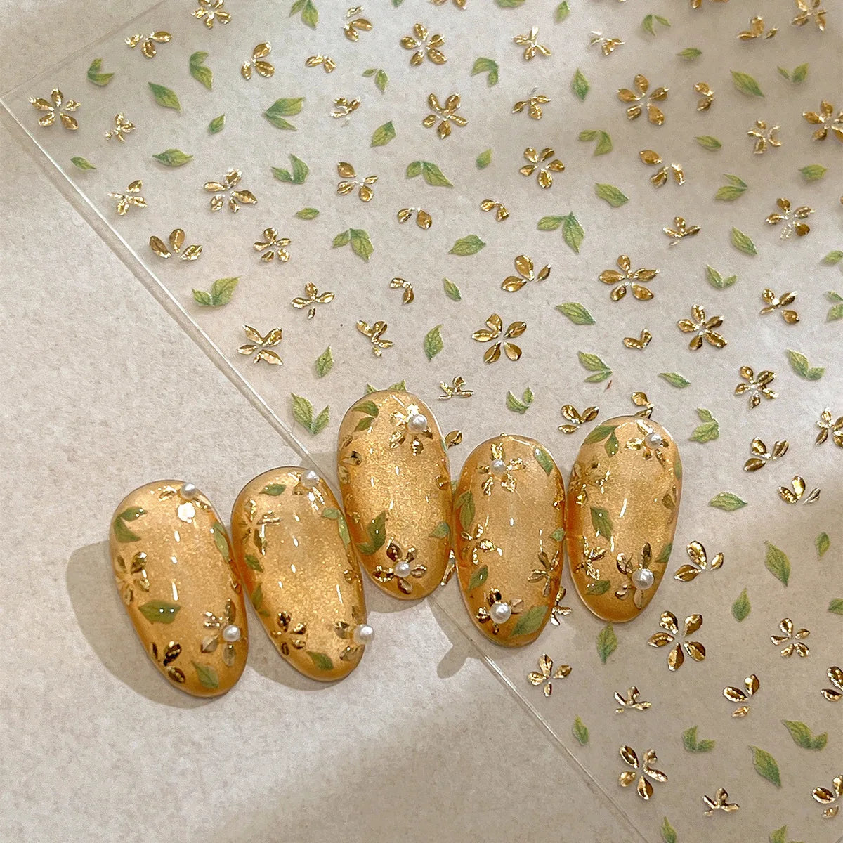 5D Floral Nail Art Stickers – Five-Petal 3D Manicure Decals