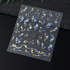 Holographic Purple & Blue Nail Art Stickers – Gold Ink Decals for DIY Manicure