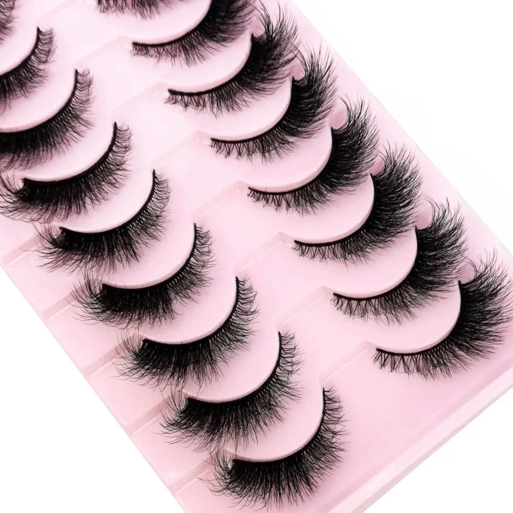 Cat Eye Wispy Mink Lashes – 10 Pairs, Natural Fluffy Long & Short False Eyelashes