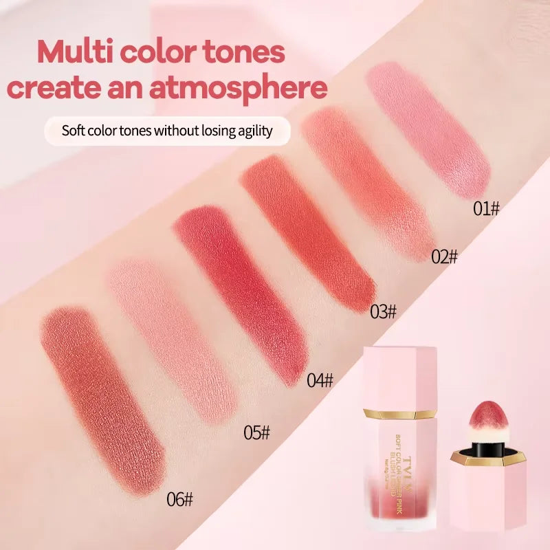 3-Color Matte Waterproof Powder Blusher with Sponge Brush