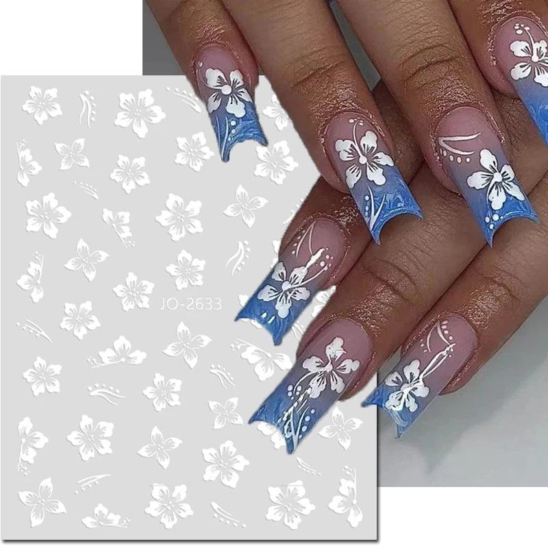 3D Y2K Hibiscus Floral Nail Stickers