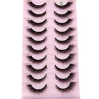 Cat Eye Wispy Mink Lashes – 10 Pairs, Natural Fluffy Long & Short False Eyelashes