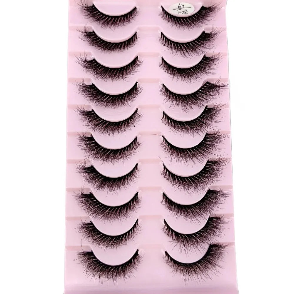 Cat Eye Wispy Mink Lashes – 10 Pairs, Natural Fluffy Long & Short False Eyelashes