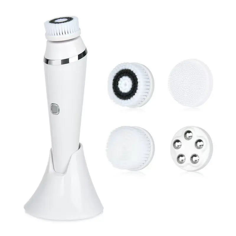 4-in-1 Electric Facial Cleansing Brush – Rechargeable & Waterproof