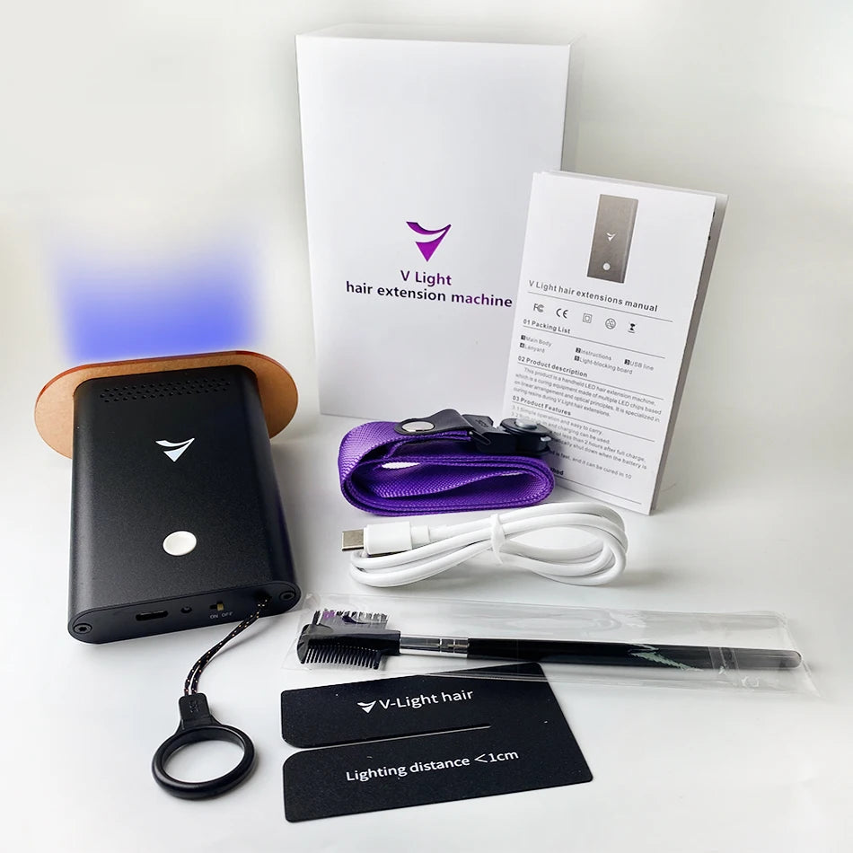 Shinehair Original V-Light Technology Hair Extension Machine & Glue Kit – Tape & V-Light Extensions Tool Set