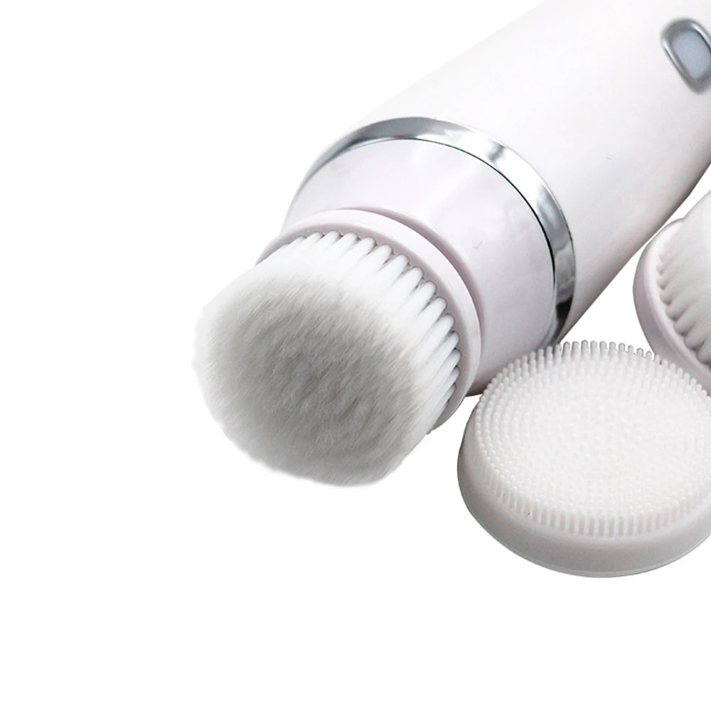 4-in-1 Electric Facial Cleansing Brush – Rechargeable & Waterproof