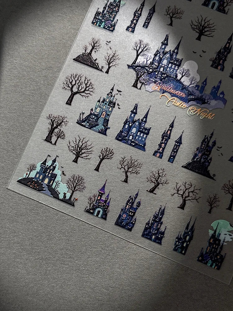 3D Halloween Nail Stickers – Laser Ghost, Spider & Pumpkin Decals