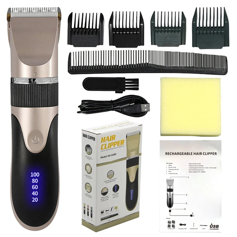 Men’s Professional Hair Clipper – Rechargeable Beard & Hair Trimmer